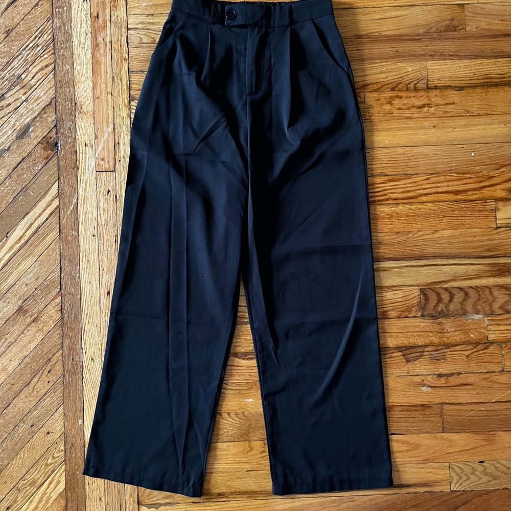Women’s Black Trousers Slacks Wide Leg Pants